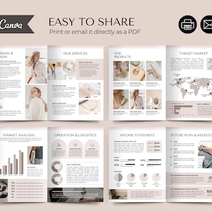 Business Plan Template Printable | Small Business Planner | Start Up Workbook | Side Hustle Planner | Canva Template image 9