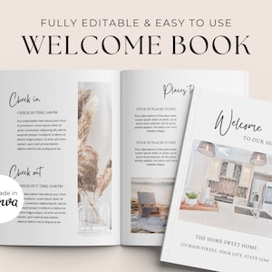 Airbnb Welcome Book Template | House Host Manual Guidebook Template | Real Estate Canva Template | Vacation Rental Template