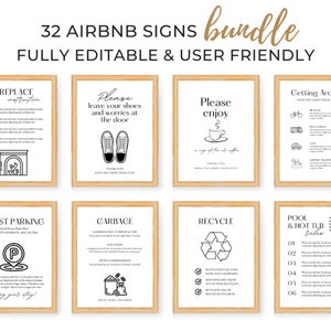 Znak powitalny Airbnb | Przewodnik powitalny AirBnB | Znak z instrukcją wymeldowania | Zasady domu | Szablon znaku WIFI Airbnb