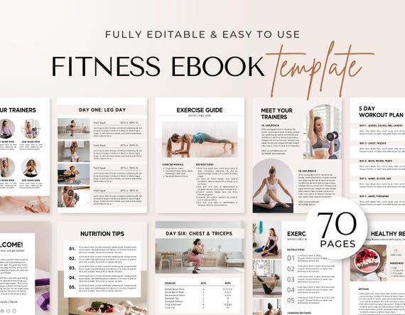 Fitness Ebook Template | Fitness Program Planner | Fitness Yoga Coach Template | Nutrition Coach | Workout Personal Training | Gym Packet