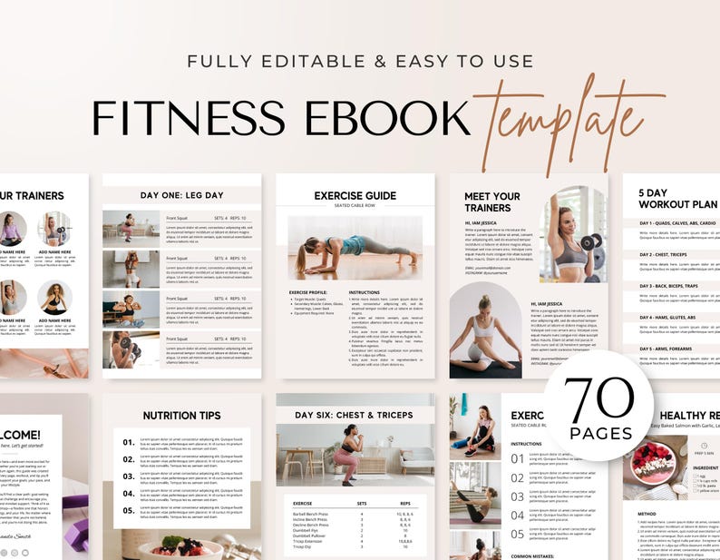 Fitness Ebook Template | Fitness Program Planner | Fitness Yoga Coach Template | Nutrition Coach | Workout Personal Training | Gym Packet image 1