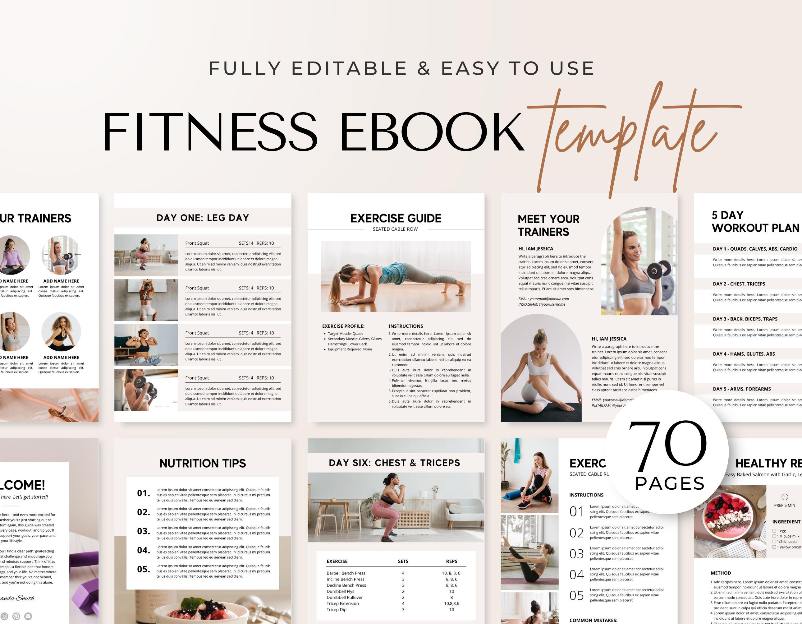 Fitness Ebook Template | Fitness Program Planner | Fitness Yoga Coach Template | Nutrition Coach | Workout Personal Training | Gym Packet