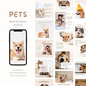 Pets Instagram Post Template | Pet Shop Grooming Business | Engagement Social Media Template | Dog Cat Pet Lover Blogger Vet Template