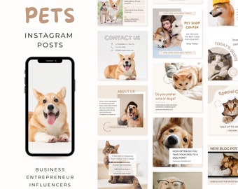 Haustiere Instagram Post Template | Zoohandlung | Engagement Social Media Template | Hund Katze Haustier Liebhaber Blogger Tierarzt Vorlage