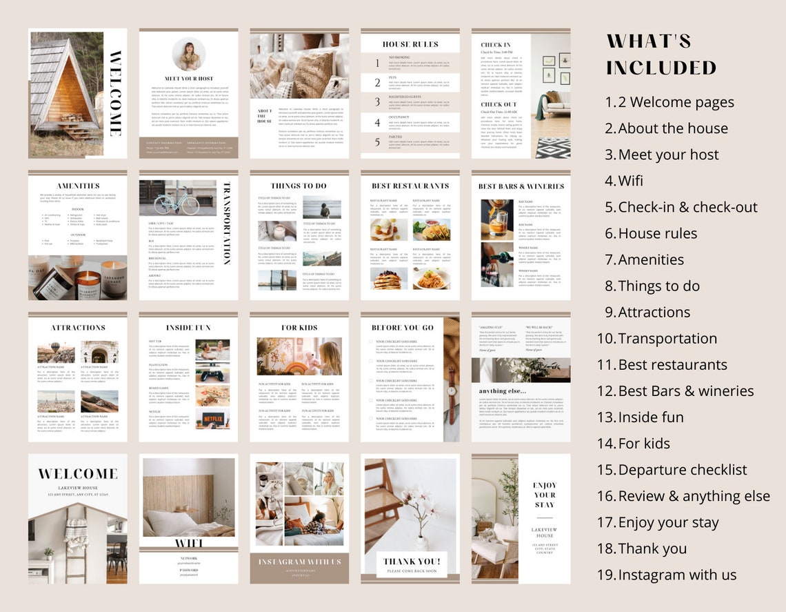 Airbnb Book Template Printable Airbnb Guidebook Short Term