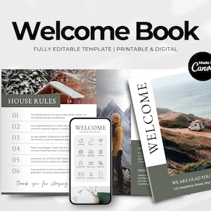 Wood Cabin Welcome Book| Airbnb Welcome Book Template | Vacation Short Term Rental Template | VRBO Host Guide Book