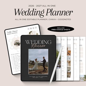 Digital Wedding Planner | Wedding Checklist Binder | GoodNotes, Notability, Canva Template