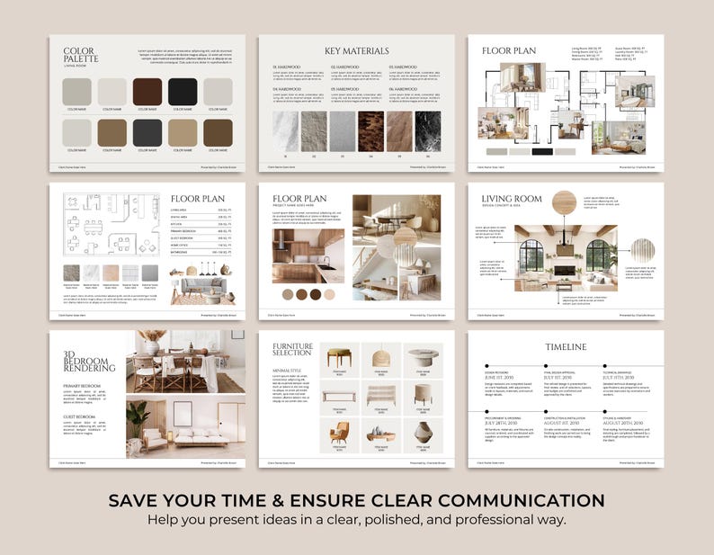 Interior Design Presentation Template | Client Moodboard, Floor Plan | 56 Pages Canva Template image 5