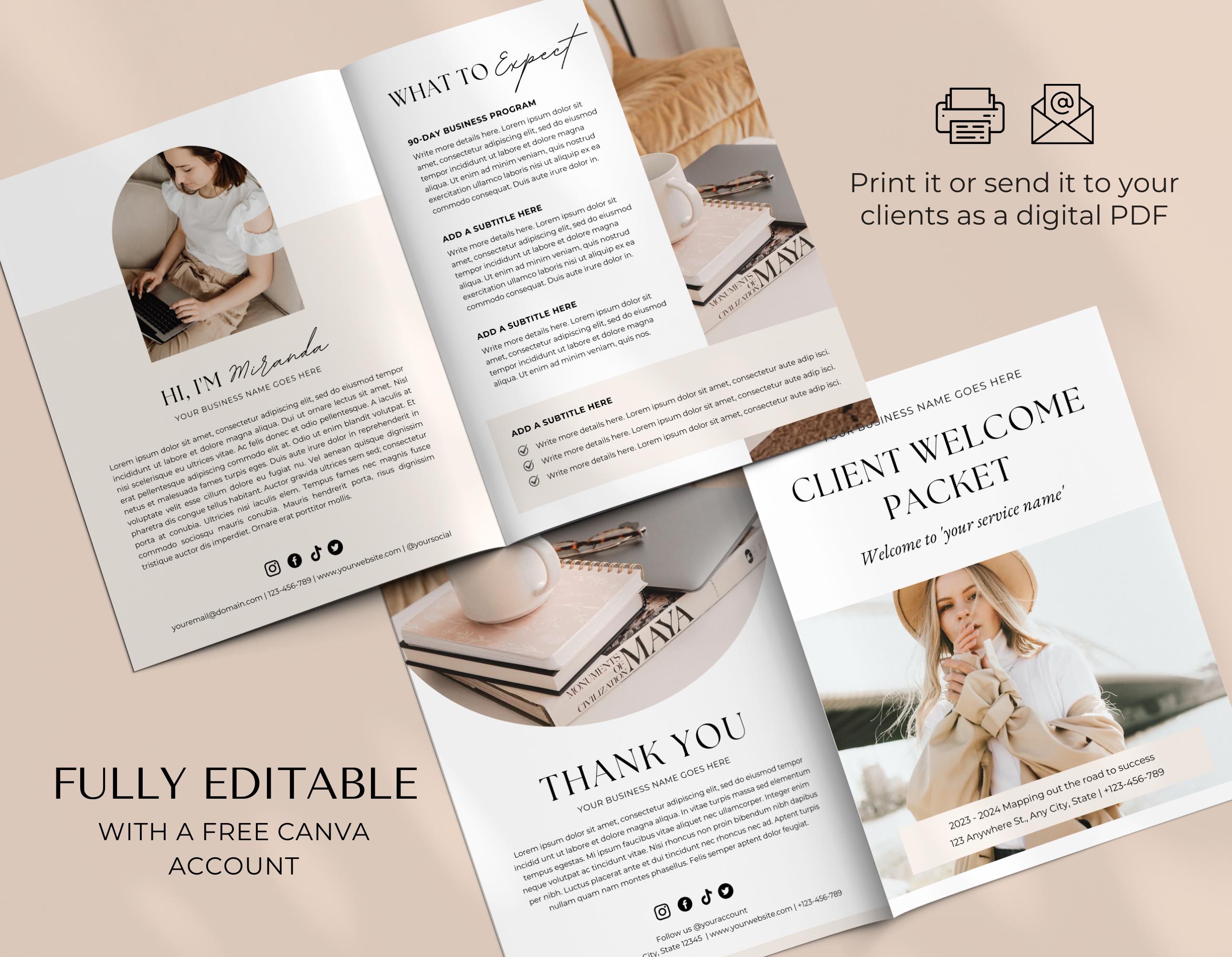 Client Welcome Packet Template | New Client Service Guide| Virtual ...