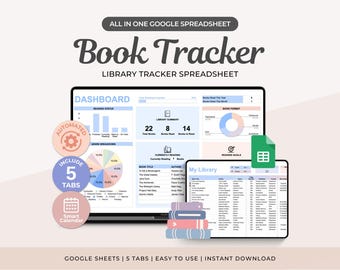 Personal Library Tracker | Book Tracker Reading List Planner | Book Lovers Template (Google Sheets)