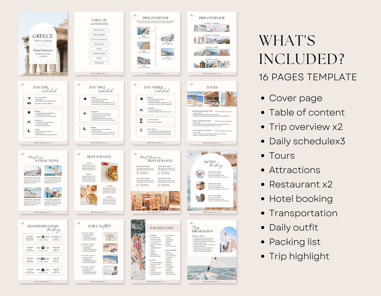Editable Travel Itinerary Template | Trip Itinerary | Printable Travel ...