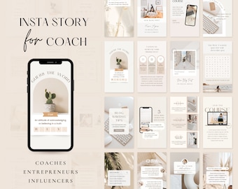 75 Esthetician Instagram Story Templates| Minimalismus Coach Instagram Story| Blogger instagram canva| ästhetischer Instagram Post| Boho Motiv