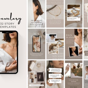 Jewelry Instagram Story Templates | Jewelry Social Media Branding | Necklace Earring Canva Templates | Aesthetic Feed