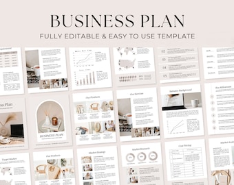 Business Plan Template Printable | Small Business Planner  | Start Up Workbook | Side Hustle Planner | Canva Template