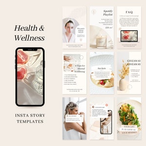 Health and Wellness Instagram Story Template | Healthy lifestyle Template | Health Wellness Social Media Template | Coach Canva Template