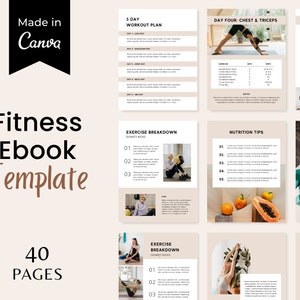 Fitness Ebook Template | Fitness Planner | Ebook Exercise Template | Nutrition Yoga Workout Gym Personal Training | Fitness Tracker