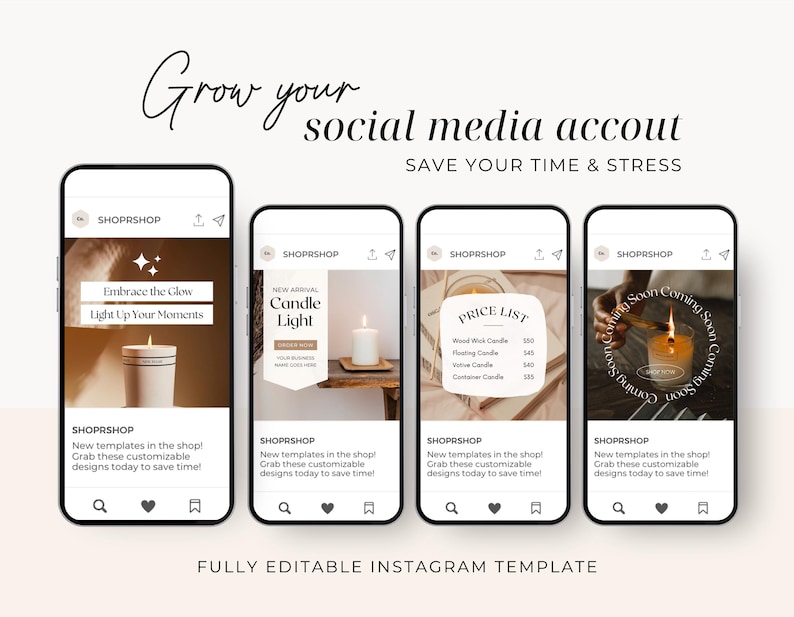 Candle Instagram Post Template | Social Media Bundle Candle Businesses ...