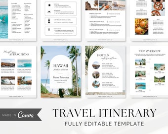 Editable Travel Itinerary Template | Trip Itinerary | Printable Travel Guide | Travel Agent Planner | Holiday Honeymoon Vacation Planner