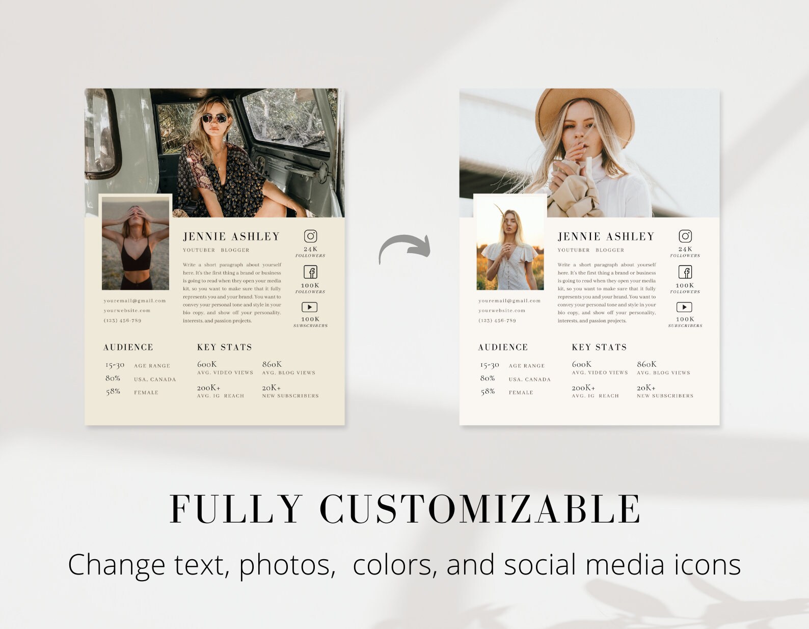 Media Kit Template Influencer Rate Card Template blogger Social Media
