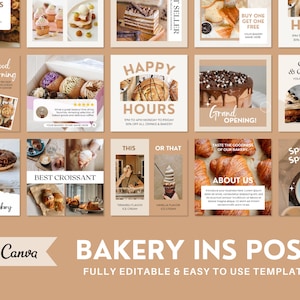 Bäckerei Instagram Vorlagen | Instagram Template Food | Kuchen Social Media Template | Gebäck Café Marketing