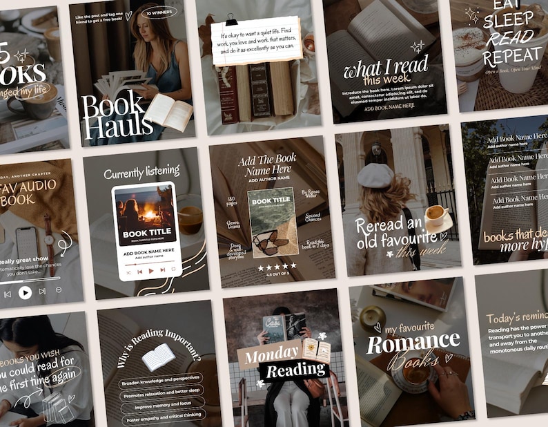 Bookstagram-mall | 80 estetiska Instagram-inlägg för Canva bild 10