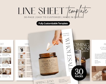 Plantilla de hoja de línea de venta al por mayor / Plantilla de catálogo comercial / Lista de productos de Etsy / Lista de precios al por mayor / Gráfico de venta al por mayor de velas y joyería