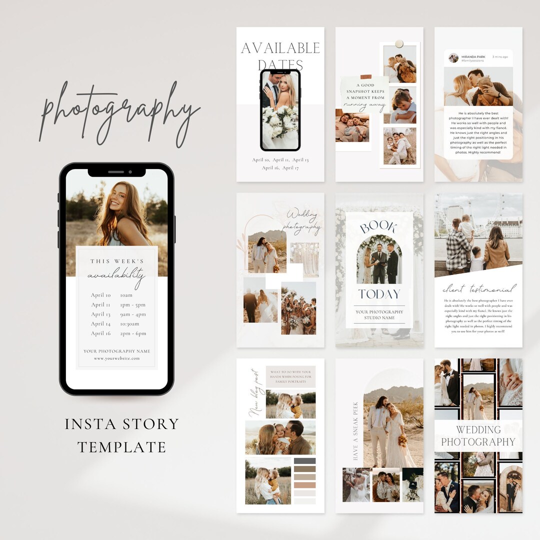 Photographer Instagram Story Template Wedding Photography - Etsy