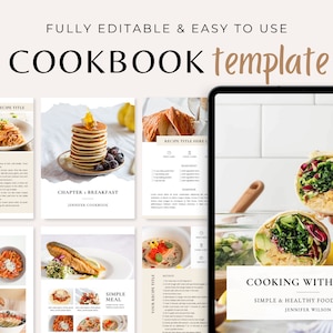 Cookbook Template | Editable Recipe Book Template | Printable Family Cookbook | Recipe E-Book | Food Blogger