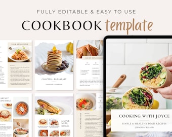 Cookbook Template | Editable Recipe Book Template | Printable Family Cookbook | Recipe E-Book | Food Blogger