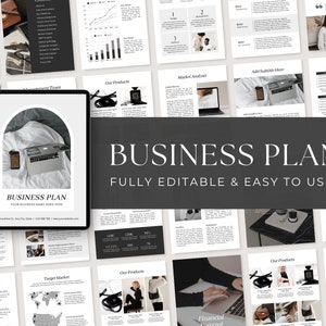 Business Plan Template Printable | Small Business Planner  | Start Up Workbook | Side Hustle Planner | Canva Template