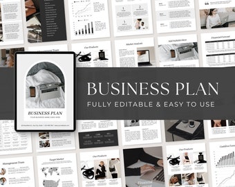 Business Plan Template Printable | Small Business Planner  | Start Up Workbook | Side Hustle Planner | Canva Template