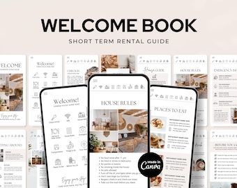 Digital Airbnb Welcome Book | Mobile Printable Guide Template | Editable Guest Book | VRBO, Vacation rental | Canva Template