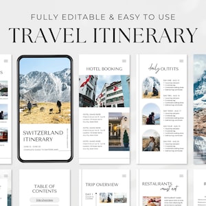 Editable Travel Itinerary Template | Trip Itinerary | Printable Travel Guide | Travel Agent Planner | Holiday Honeymoon Vacation Planner