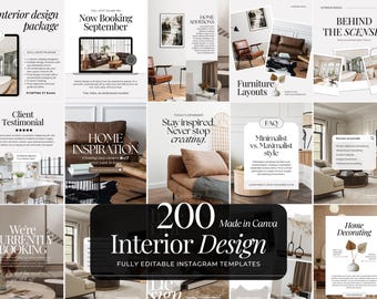 Interior Design Instagram Post Template | Interior Design IG Post Templates | Minimalist Canva Templates | Real Estate Social Media Posts