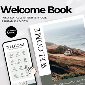 Airbnbウェルカムブックテンプレート | 印刷可能なAirbnbガイドブック | 短期レンタルゲストブック | バケーションレンタル用ウェルカムブック | Airbnbサイン
