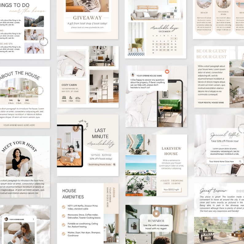 Airbnb Instagram Post Template Editable VRBO Social Media - Etsy