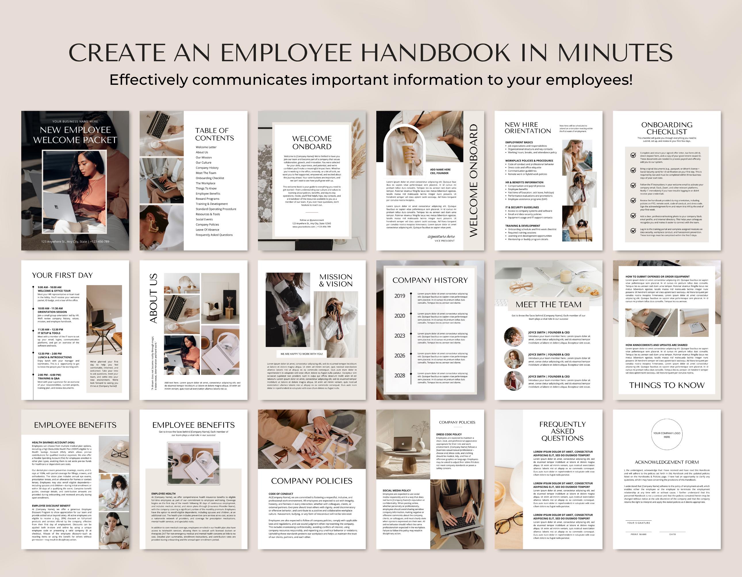 Employee Handbook Template | Training Manual Template | Employee ...