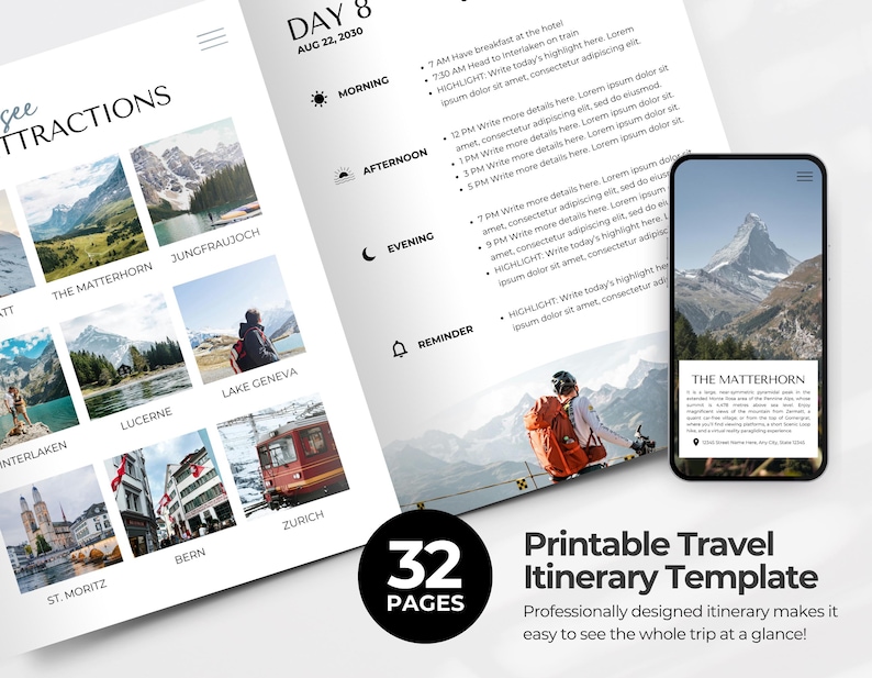 Editable Travel Itinerary Template | Trip Itinerary | Printable Travel Guide | Travel Agent Planner | Holiday Honeymoon Vacation Planner image 7