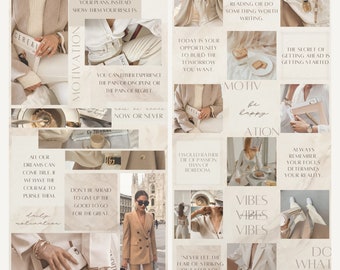 36 Instagram Puzzle Template| Minimalist Instagram Post| Instagram Influencer Templates| Social Media Branding Kit| Canva Templates