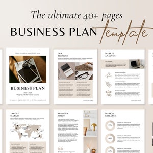Business Plan Template Printable | Small Business Planner  | Start Up Workbook | Side Hustle Planner | Canva Template