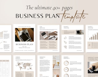 Business Plan Template Printable | Small Business Planner  | Start Up Workbook | Side Hustle Planner | Canva Template