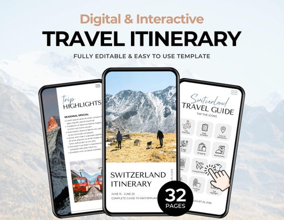 Editable Travel Itinerary Template | Trip Itinerary | Printable Travel Guide | Travel Agent Planner | Holiday Honeymoon Vacation Planner