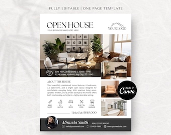 Editable Open House Flyer Template | Real Estate Marketing | Canva Template