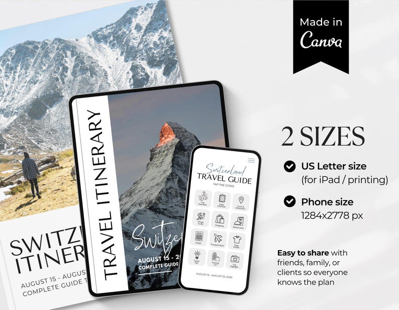 Editable Travel Itinerary Template | Trip Itinerary | Printable Travel Guide | Travel Agent Planner | Holiday Honeymoon Vacation Planner image 5