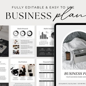Business Plan Template Printable | Small Business Planner  | Start Up Workbook | Side Hustle Planner | Canva Template