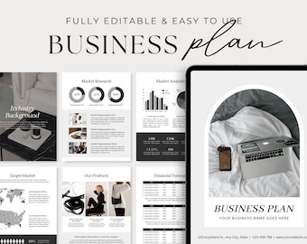 Business Plan Vorlage zum Ausdrucken | Kleiner Business-Planer | Start Up Workbook | Side Hustle Planer | Canva Vorlage