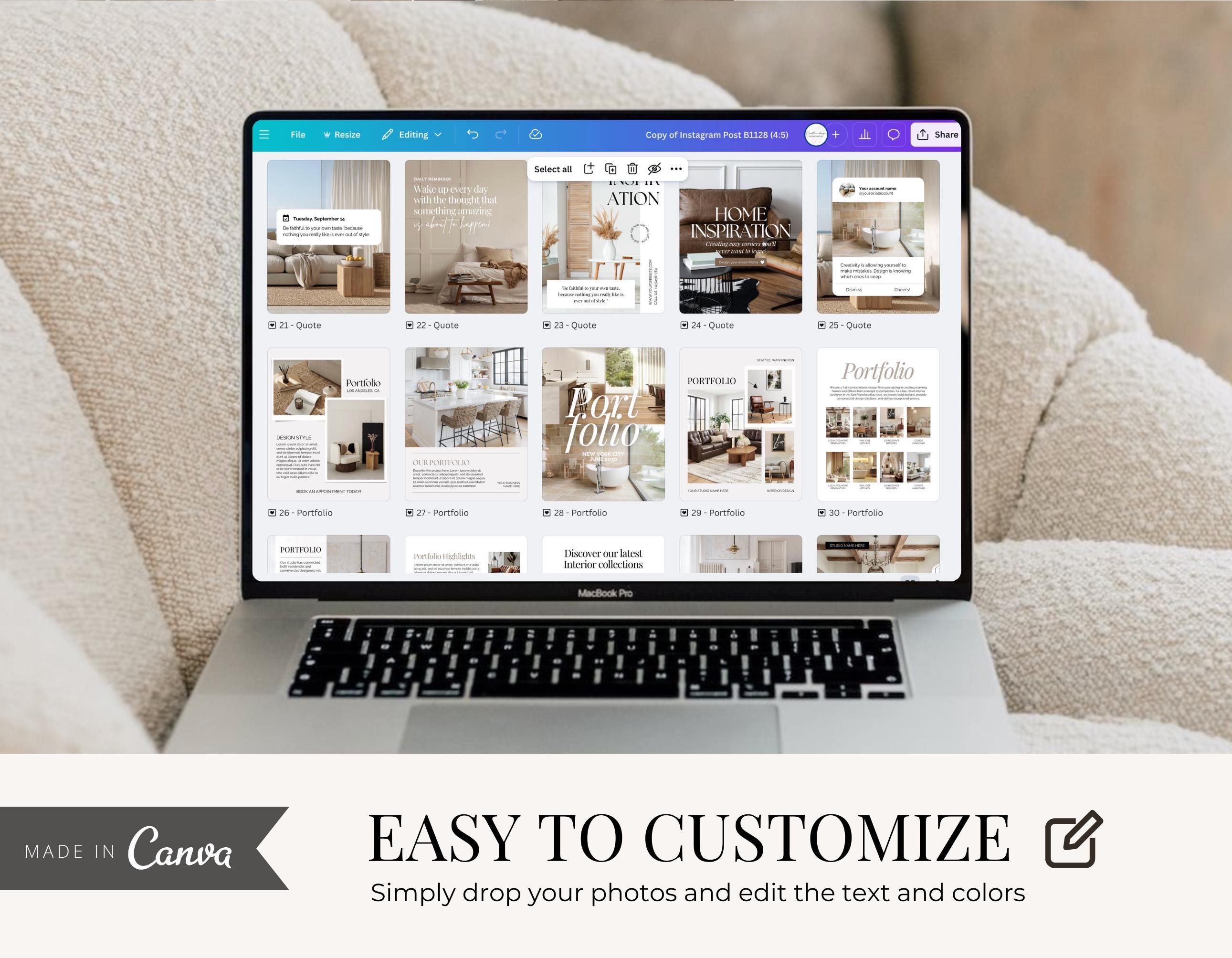 Interior Design Instagram Post Template | Interior Design IG Post ...