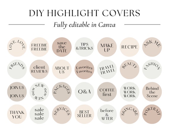 Instagram Story Highlight covers | DIY Editable Highlight Instagram Covers | IG Story Icons | Boho Aesthetic Neutral Minimalist Story Icons