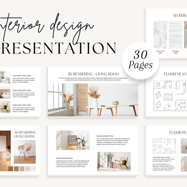 Interior Design Template | Client Presentation Template | Interior Designer Moodboard | E-Design Presentation Board | Canva Template