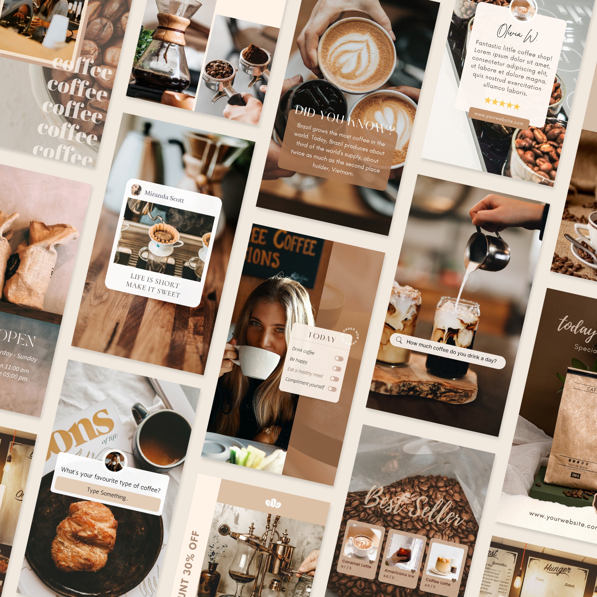 Coffee Instagram Story Template Café Business Social Media Etsy